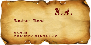 Macher Abod névjegykártya